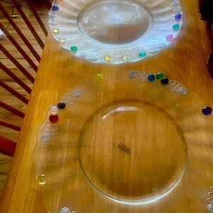 Decorative Glass Plates with Multicolor Accents two platters.